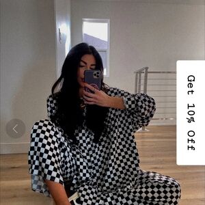 Dressed in Lala Checkered Black and White Lounge Set/Playsuit XS/S but oversized